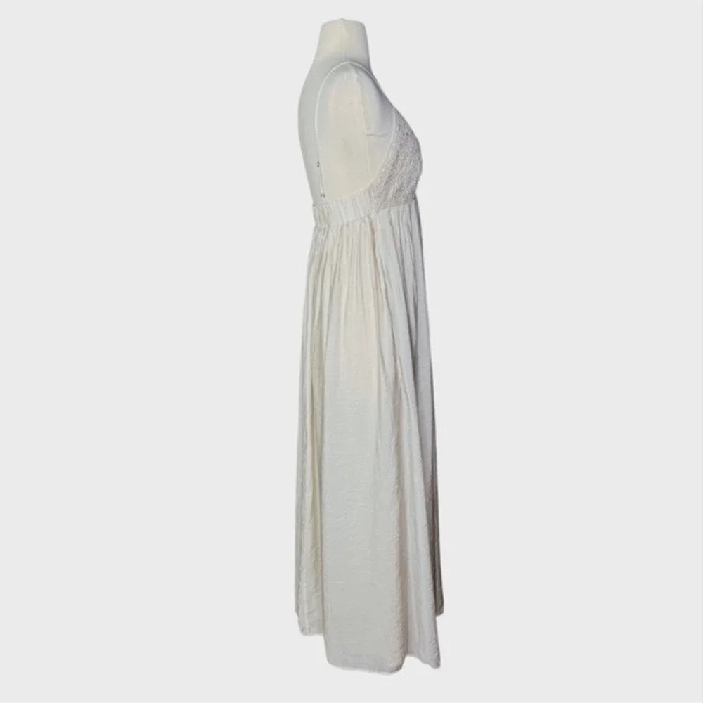 Abercrombie and Fitch Small Khaki Color Cottage Core Coastal Maxi Dress‎ Crochet